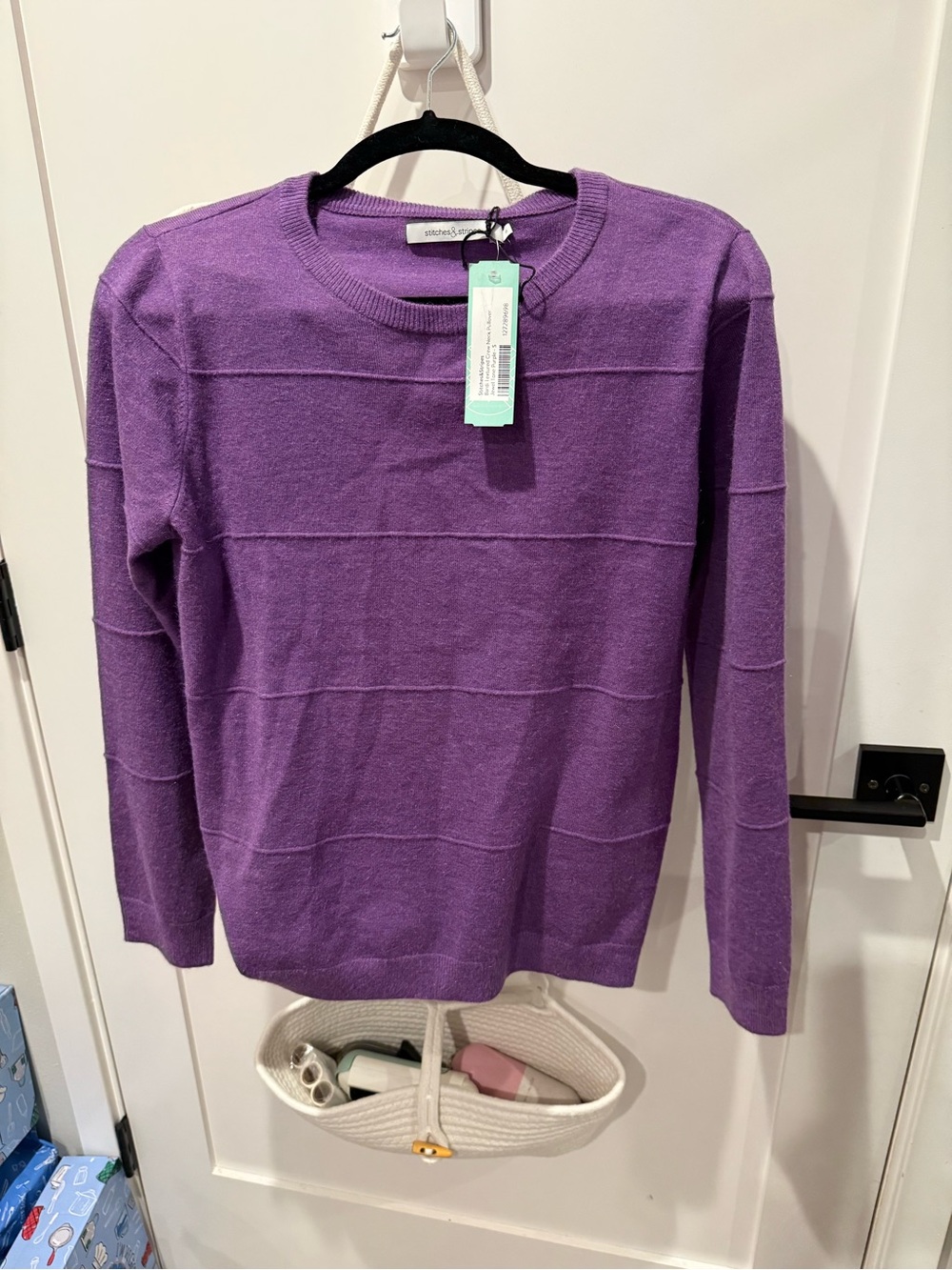 Striped Texture Purple Crewneck Sweater